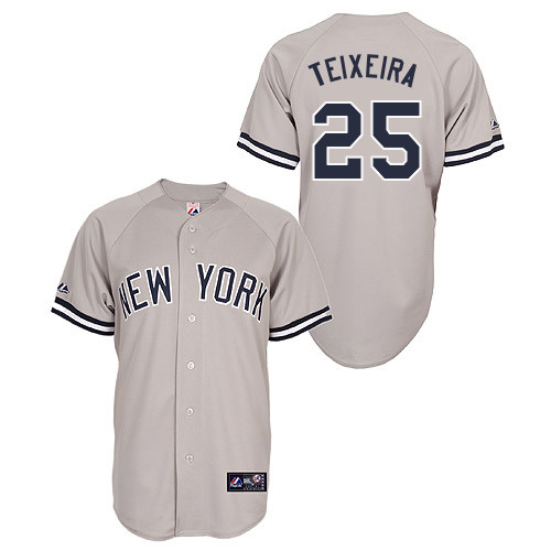 Mark Teixeira #25 Youth Baseball Jersey-New York Yankees Authentic Road Gray MLB Jersey